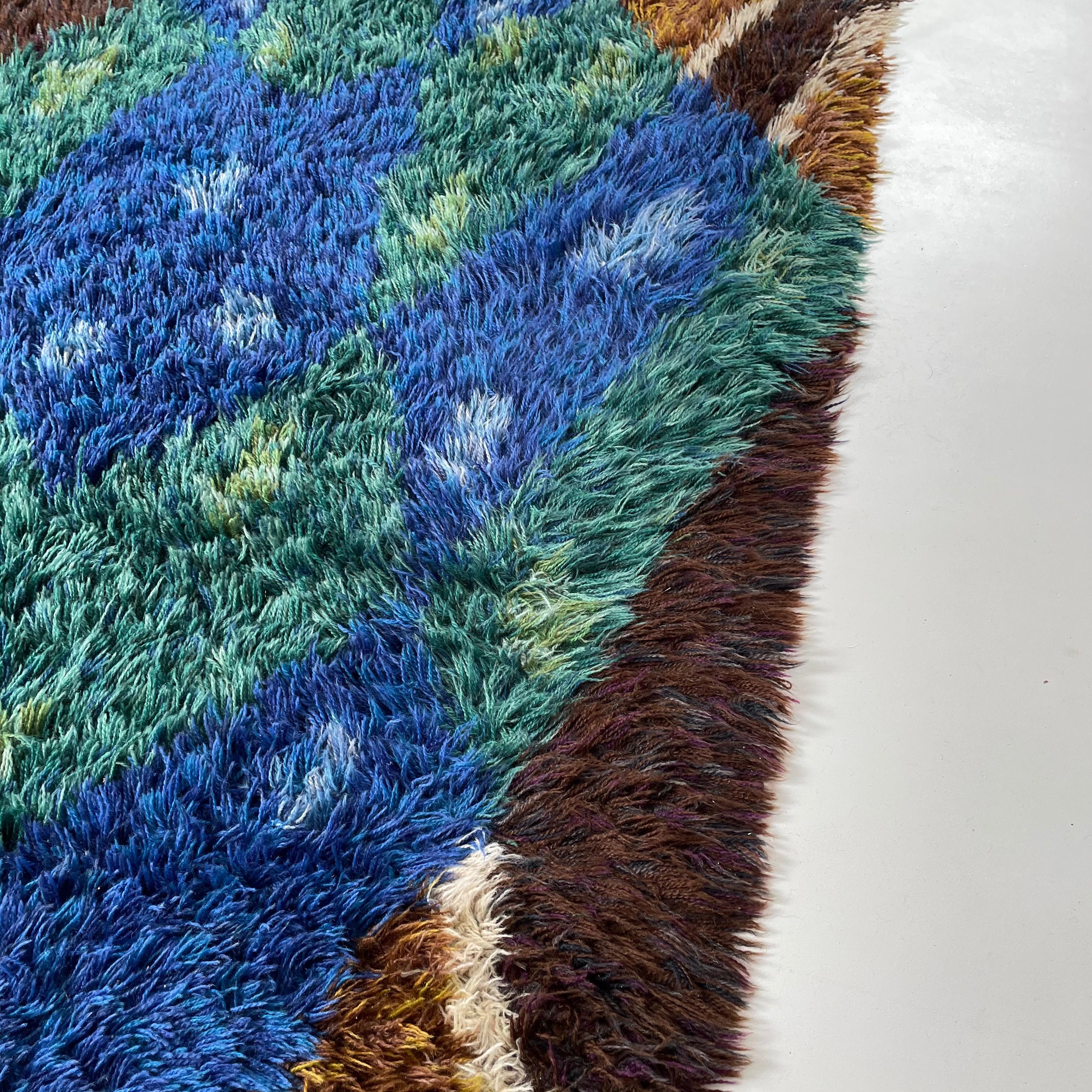 Abstrakter skandinavischer mehrfarbiger Rya-Teppich mit hohem Flor, Schweden, 1960er Jahre im Angebot 2