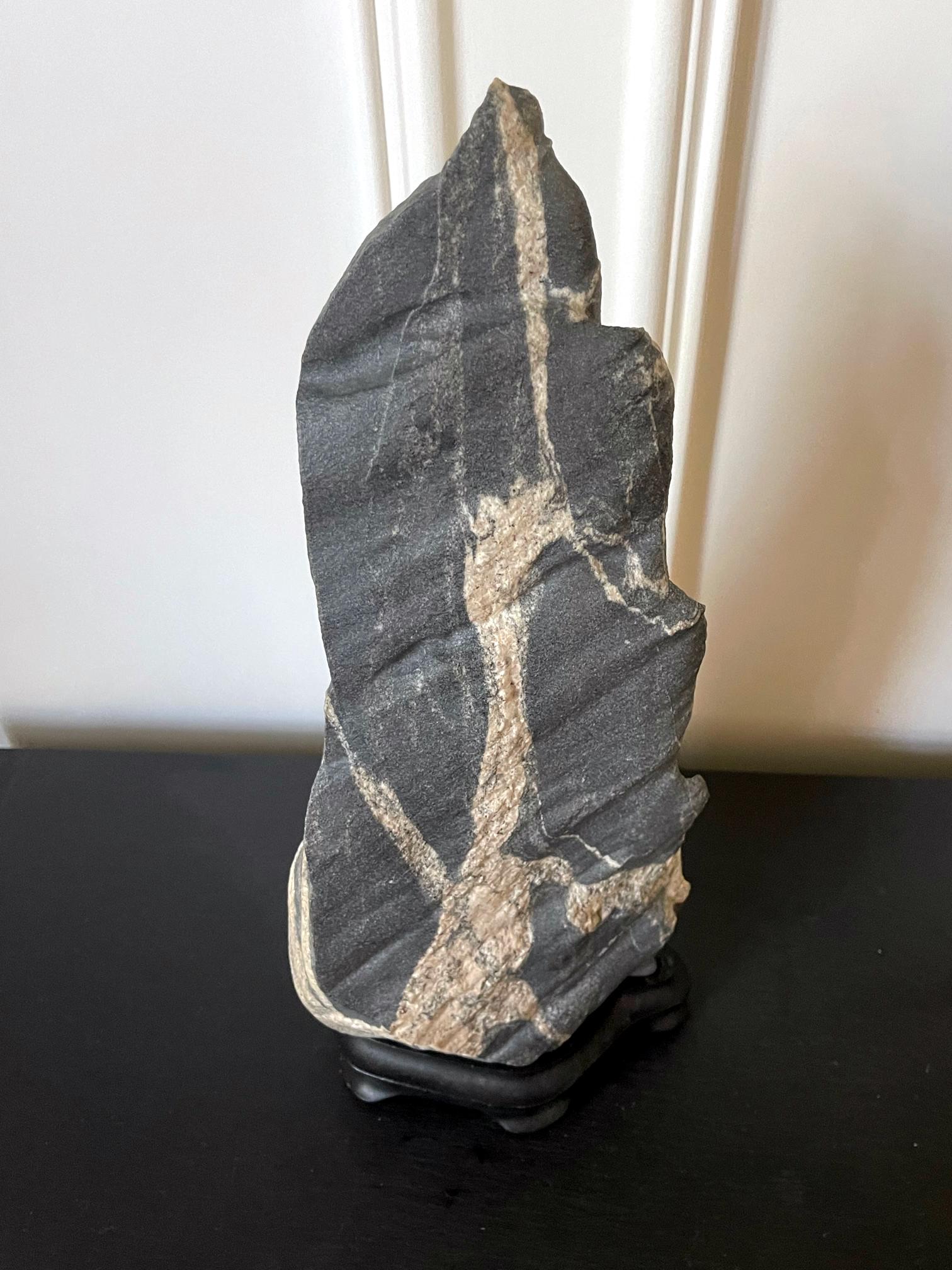Abstract Scholar Rock Viewing Stone on Wood Stand For Sale 5