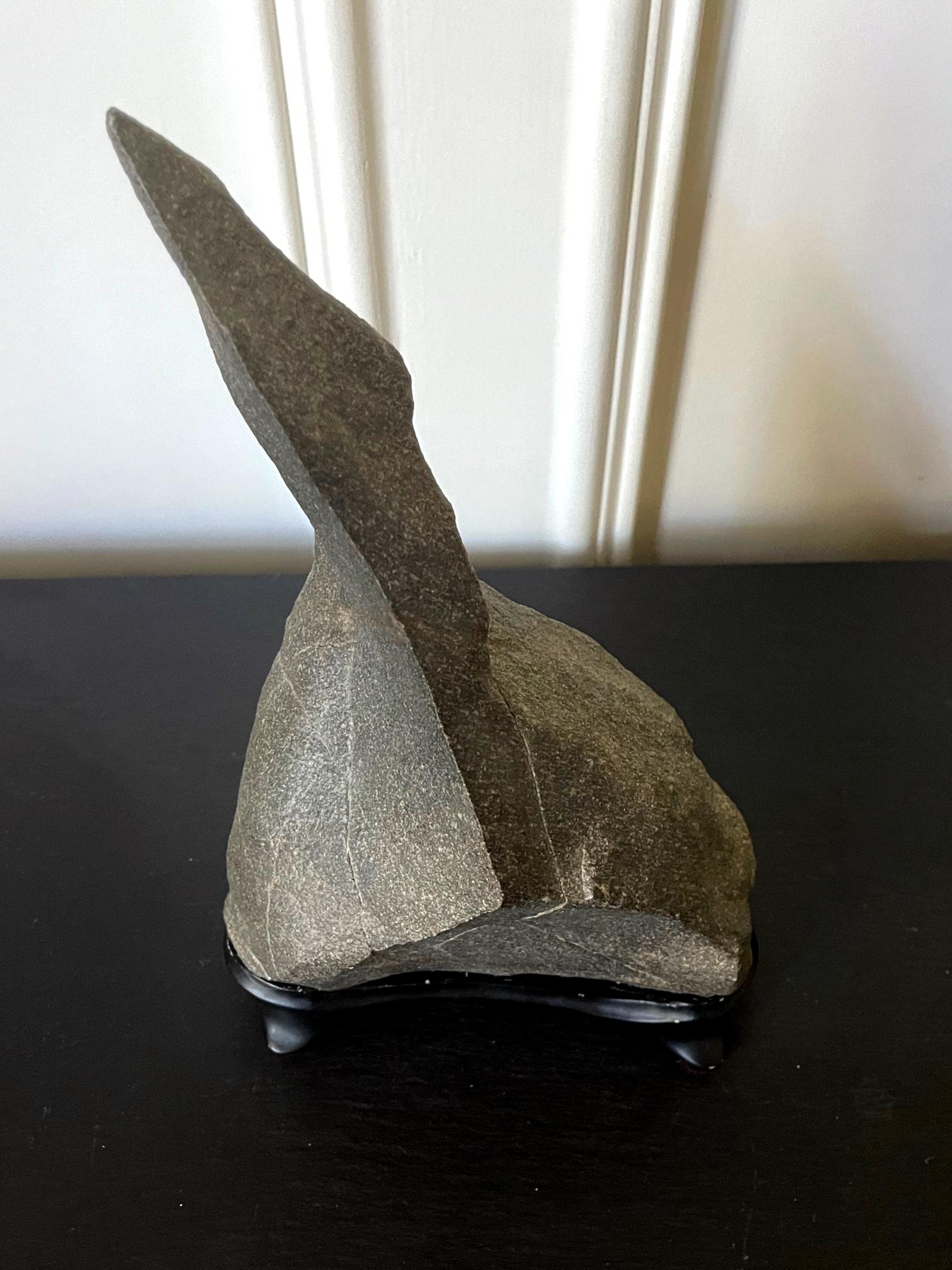 Abstract Scholar Rock Viewing Stone on Wood Stand For Sale 6
