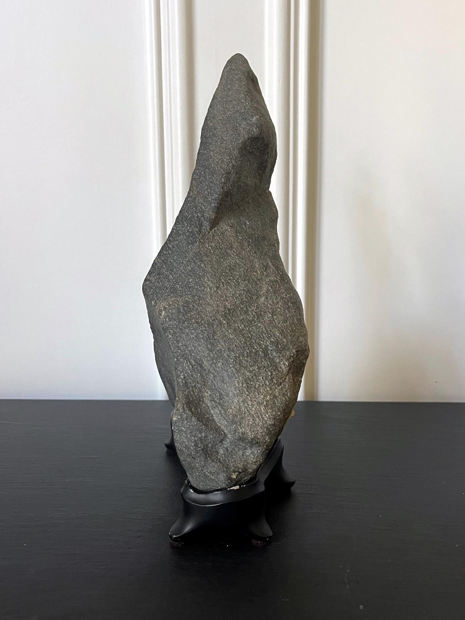 Modern Abstract Scholar Rock Viewing Stone on Wood Stand For Sale