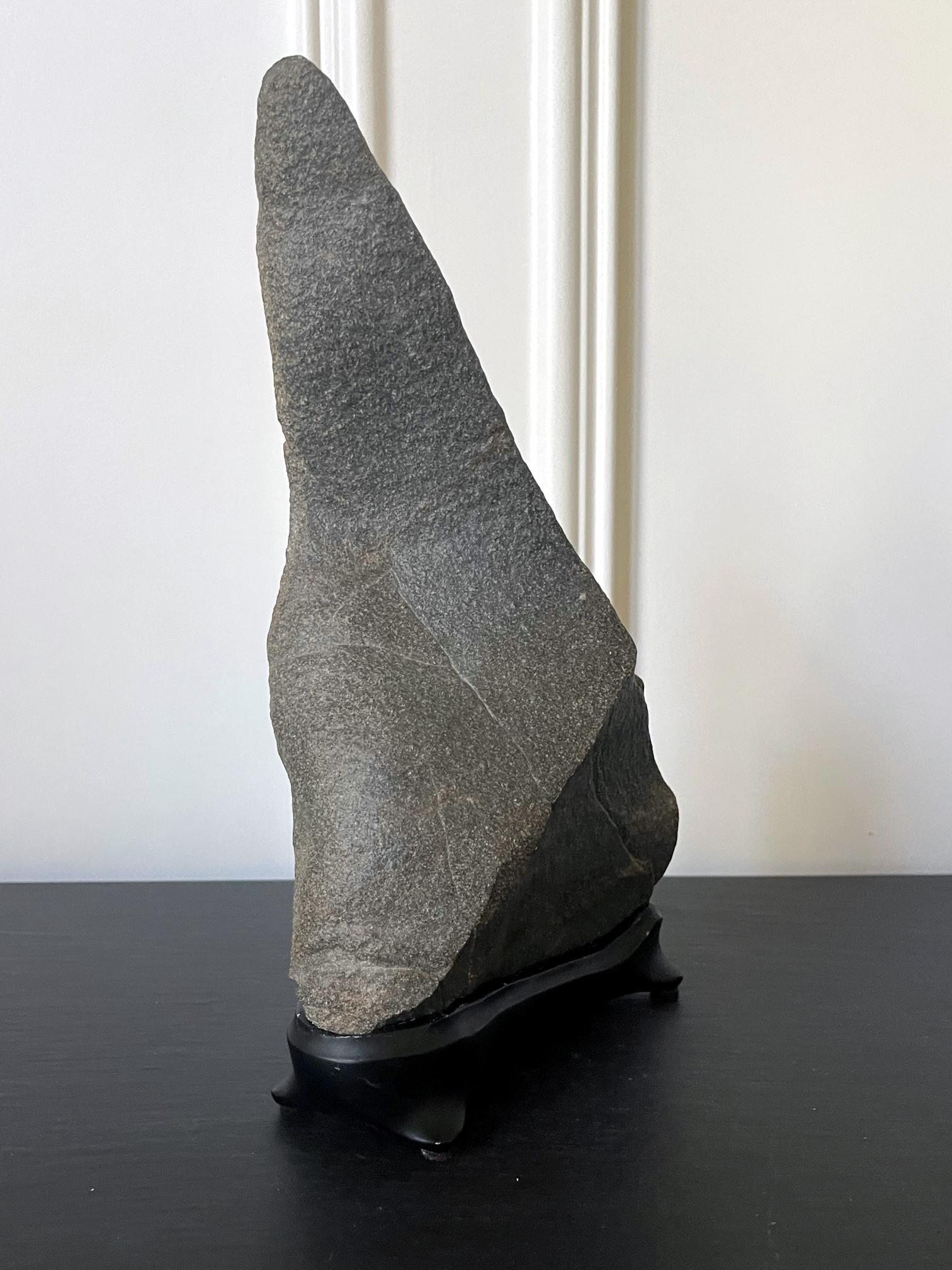 Abstract Scholar Rock Viewing Stone on Wood Stand For Sale 1