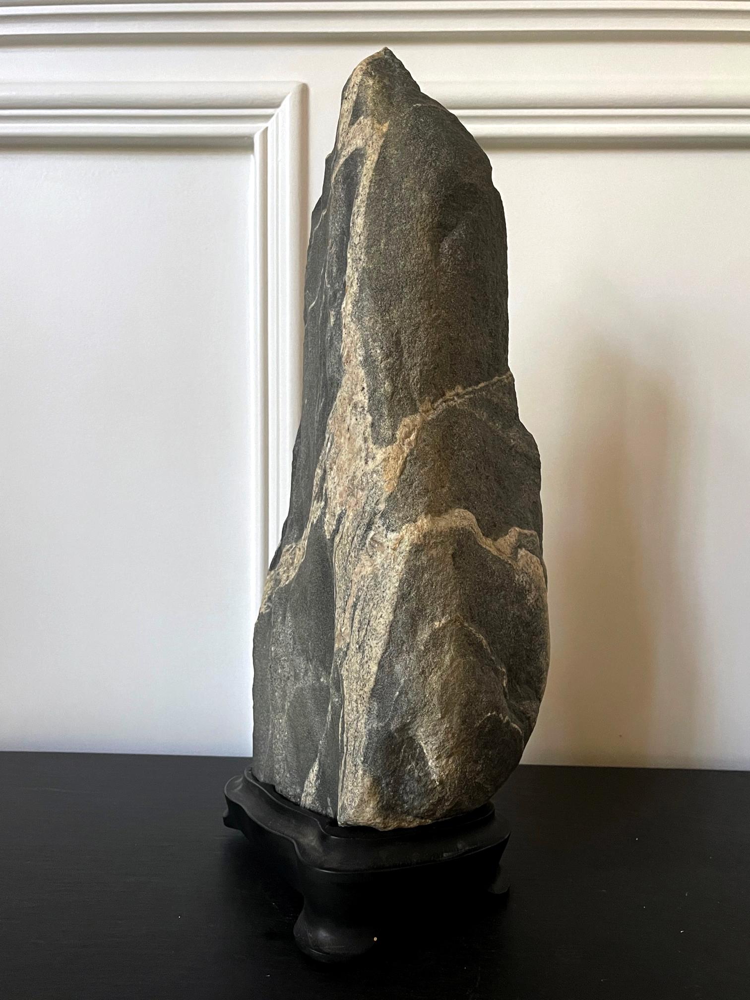 Abstract Scholar Rock Viewing Stone on Wood Stand For Sale 2