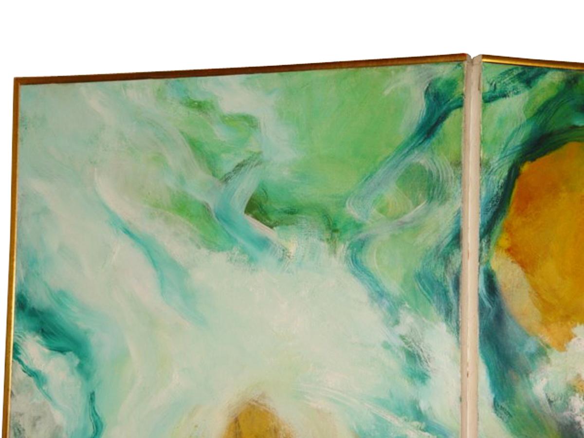 Mid-Century Modern Abstract Screen Painting Waterfall by Lenn Kanenson For Sale