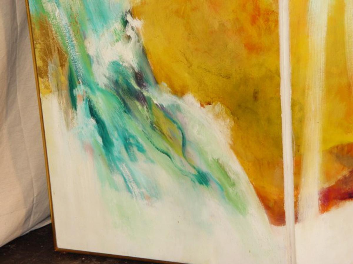 Abstract Screen Painting Waterfall by Lenn Kanenson In Good Condition For Sale In Pasadena, TX