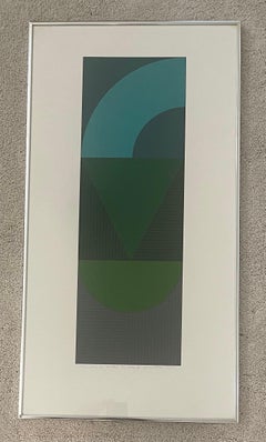 Abstract Screen Print Entitled "Series 8 Vertical Tri Motif (g)" by Gordon House