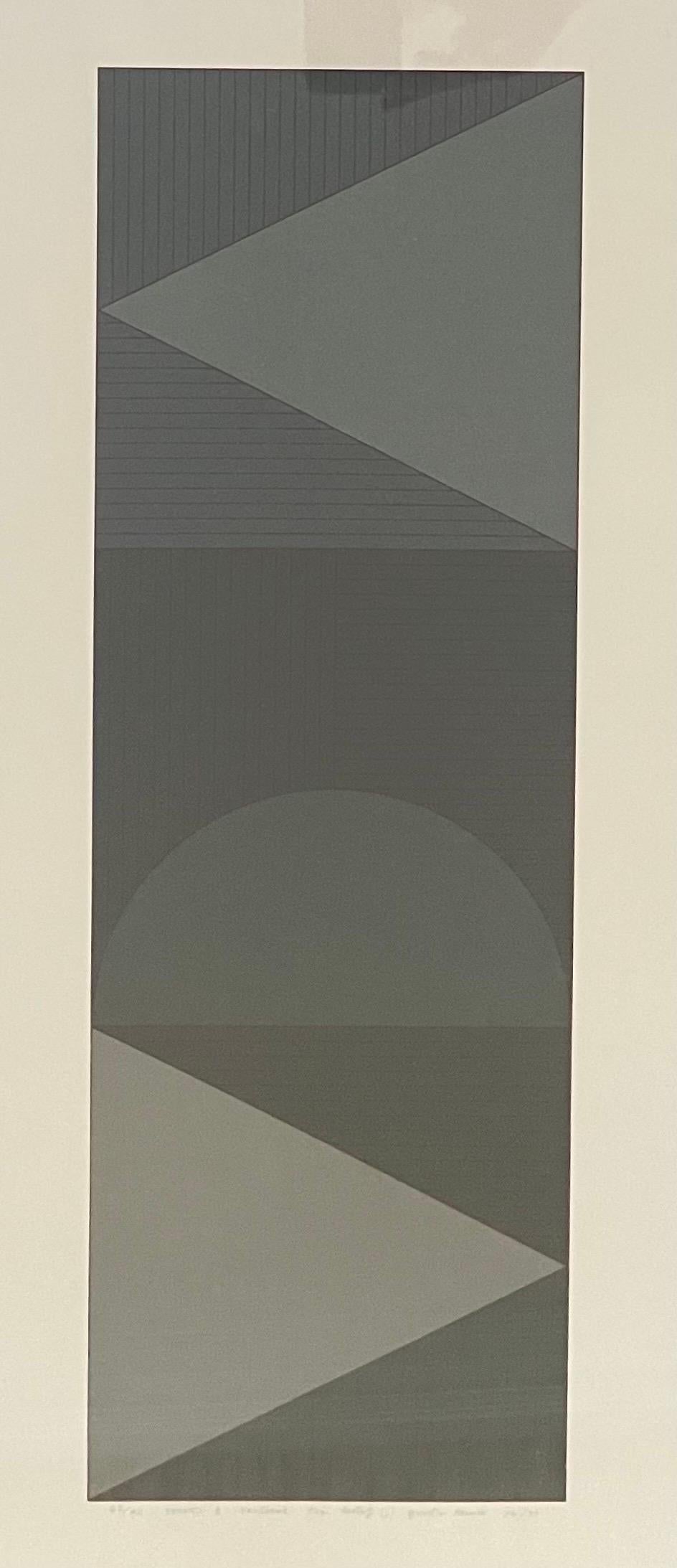 Abstrakter abstrakter Siebdruck mit dem Titel „Series 8 Vertikaler Drei-Motiv i“ von Gordon House (Englisch) im Angebot