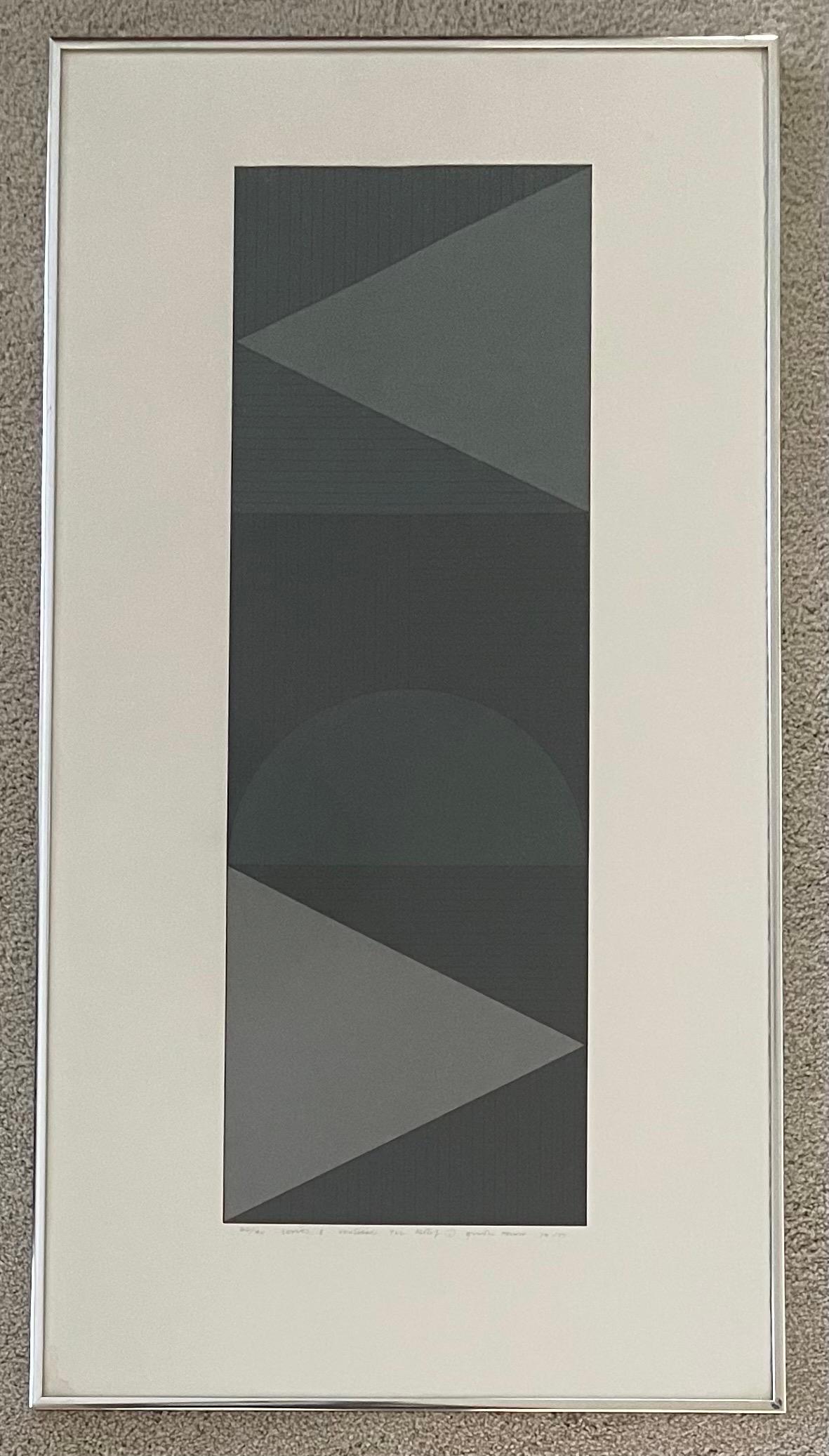 Abstrakter abstrakter Siebdruck mit dem Titel „Series 8 Vertikaler Drei-Motiv i“ von Gordon House im Angebot 1