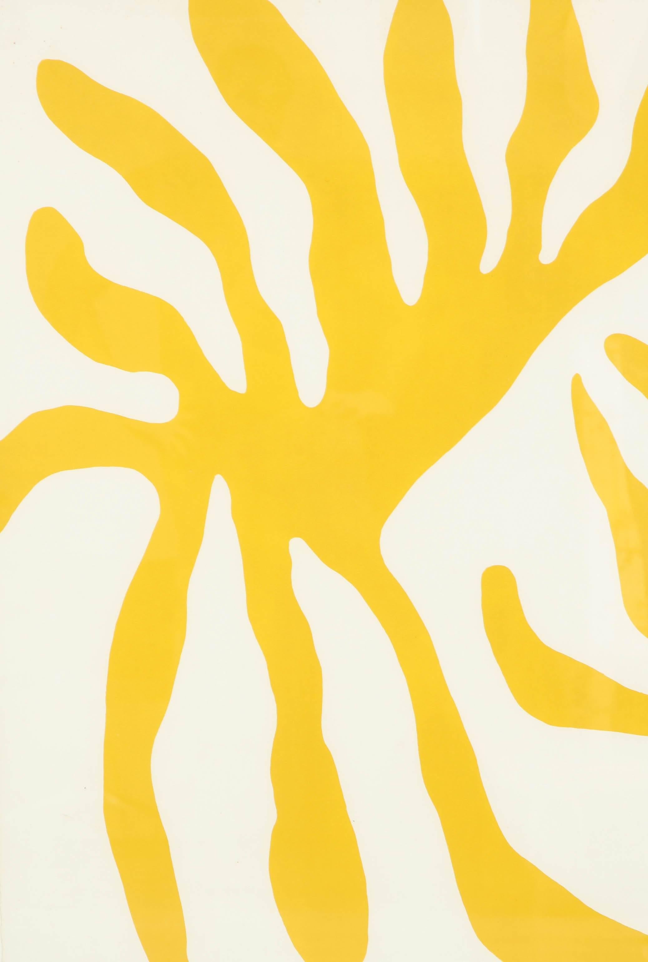 A striking screen print in yellow, signed by William Turnball (Scottish, 1922-2012) in a black frame.