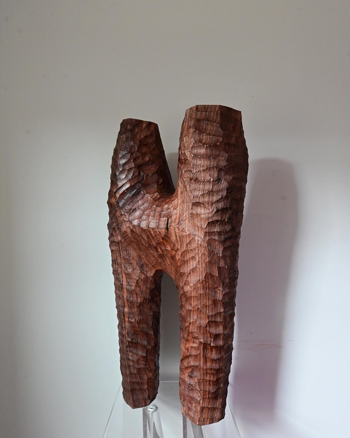 American Abstract Sculpted Walnut Art Object For Sale