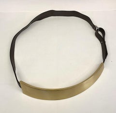 Abstract Sculptural Brass and leather Belt