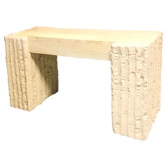 Abstract Sculptural Plaster and Wood Console Table, 1980s