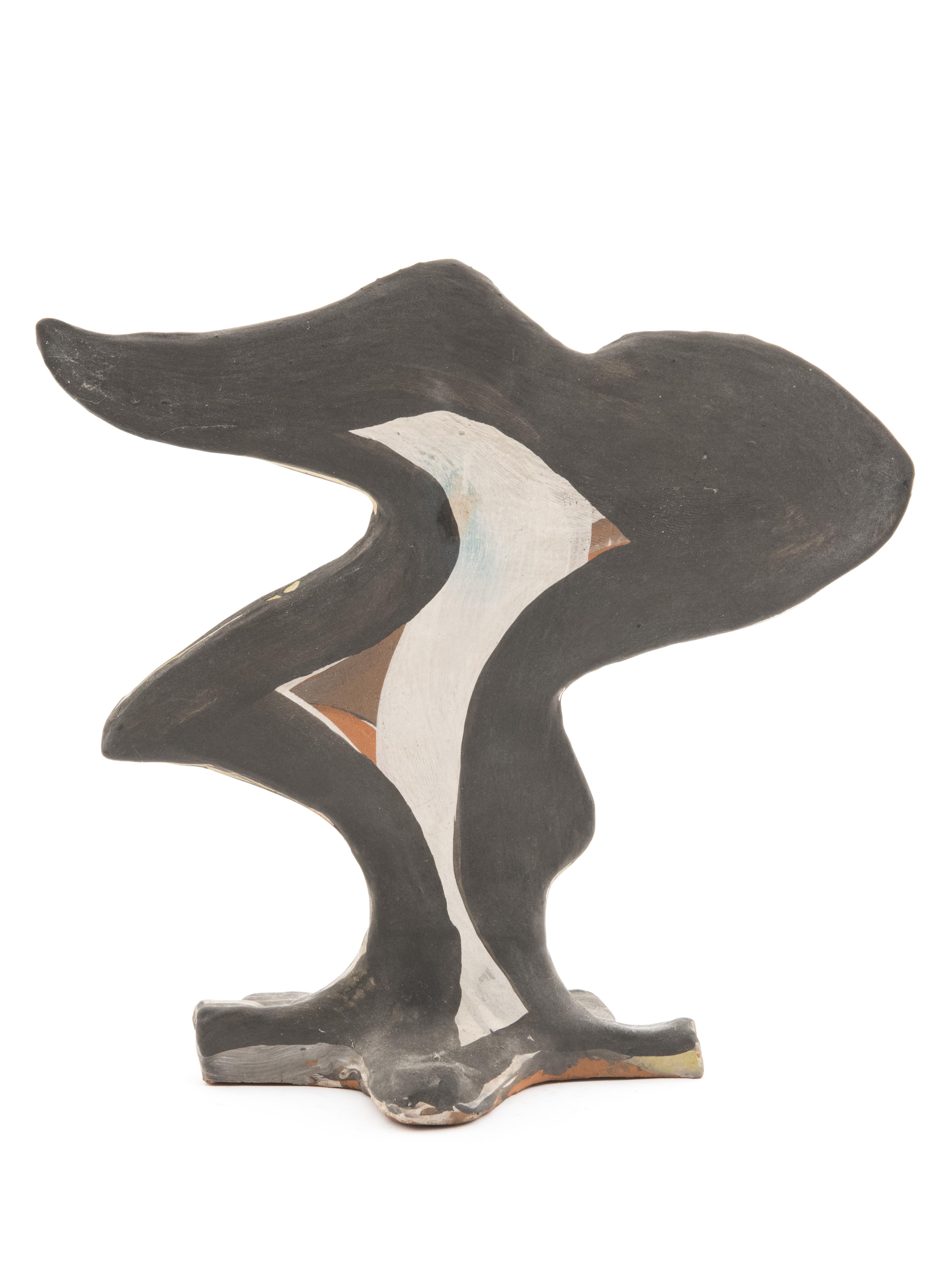 Hand painted abstract sculpture in Vallaruis terracotta by Jules Agard from the 1950s. 

About the artist 
Jules Agard (1905-1986) was a French ceramist who was already a renowned potter in Vallauris when Suzanne Ramié founded Madoura whom he