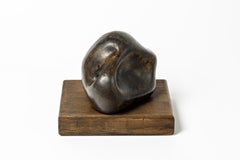 Abstract Sculpture by Yvon Léger Olive Branch Wood Black Form Midcentury Art
