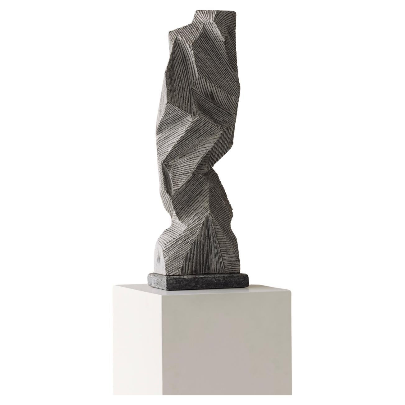 Abstract sculpture Carved from natural stone by Marc Verdoodt, Belgium 1980s.