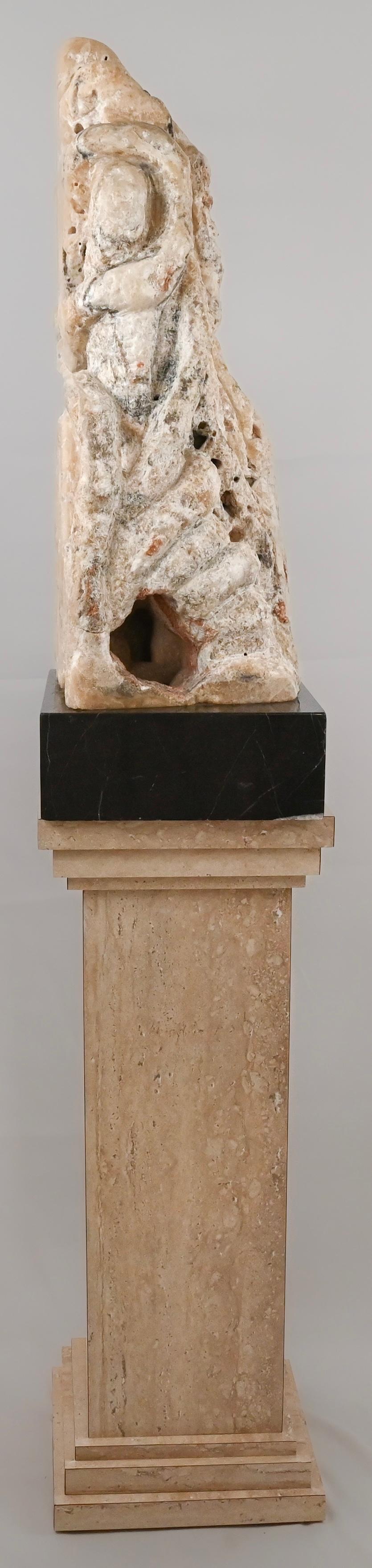 19th Century Abstract Stone Sculpture Chinese Scholar Stone on a Faux Marble Stand For Sale