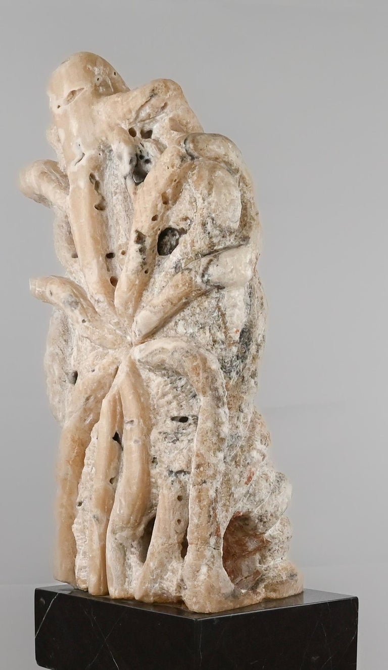 Abstract Stone Sculpture Chinese Scholar Stone on a Faux Marble Stand ...