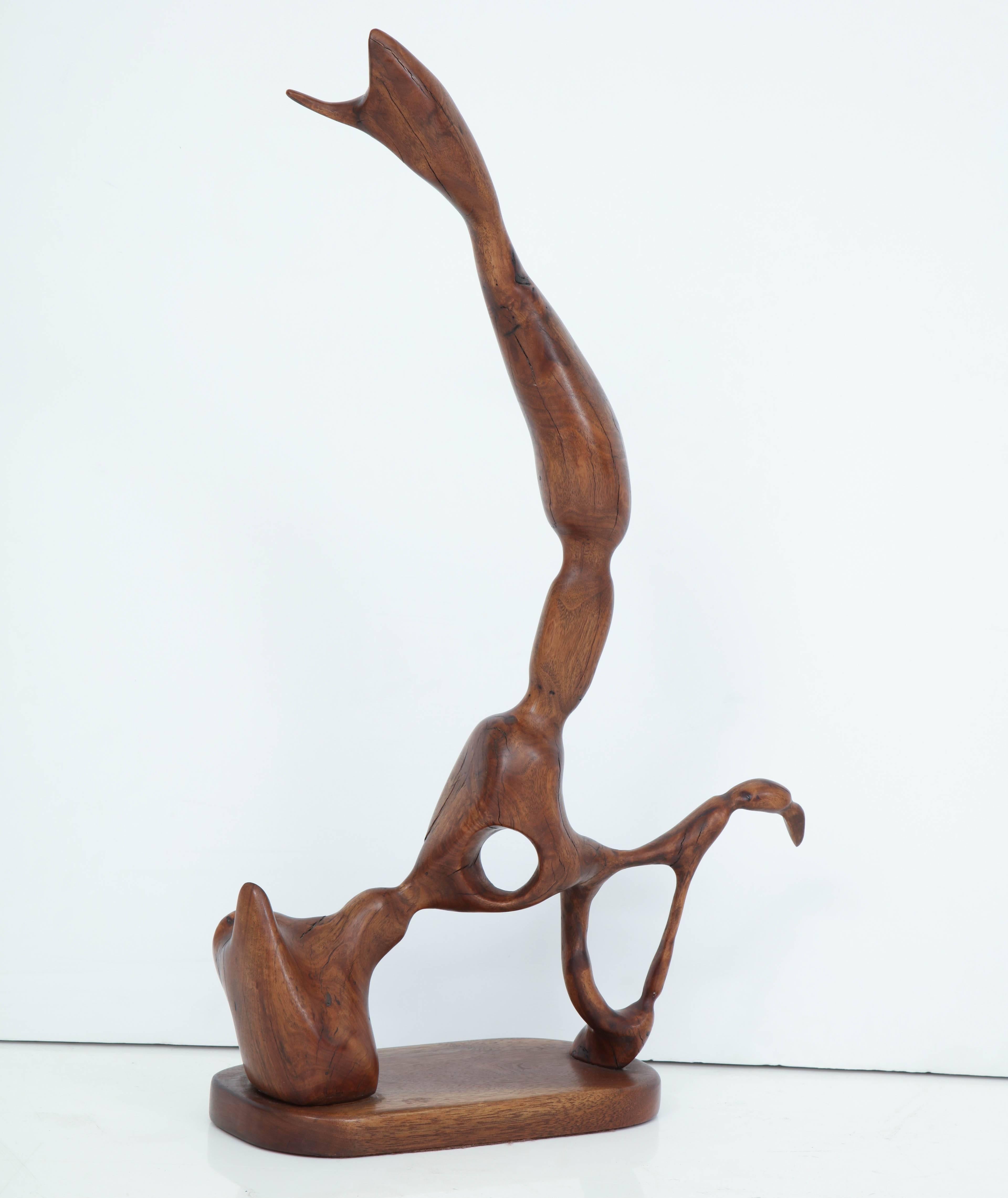 Large midcentury abstract wood sculpture.