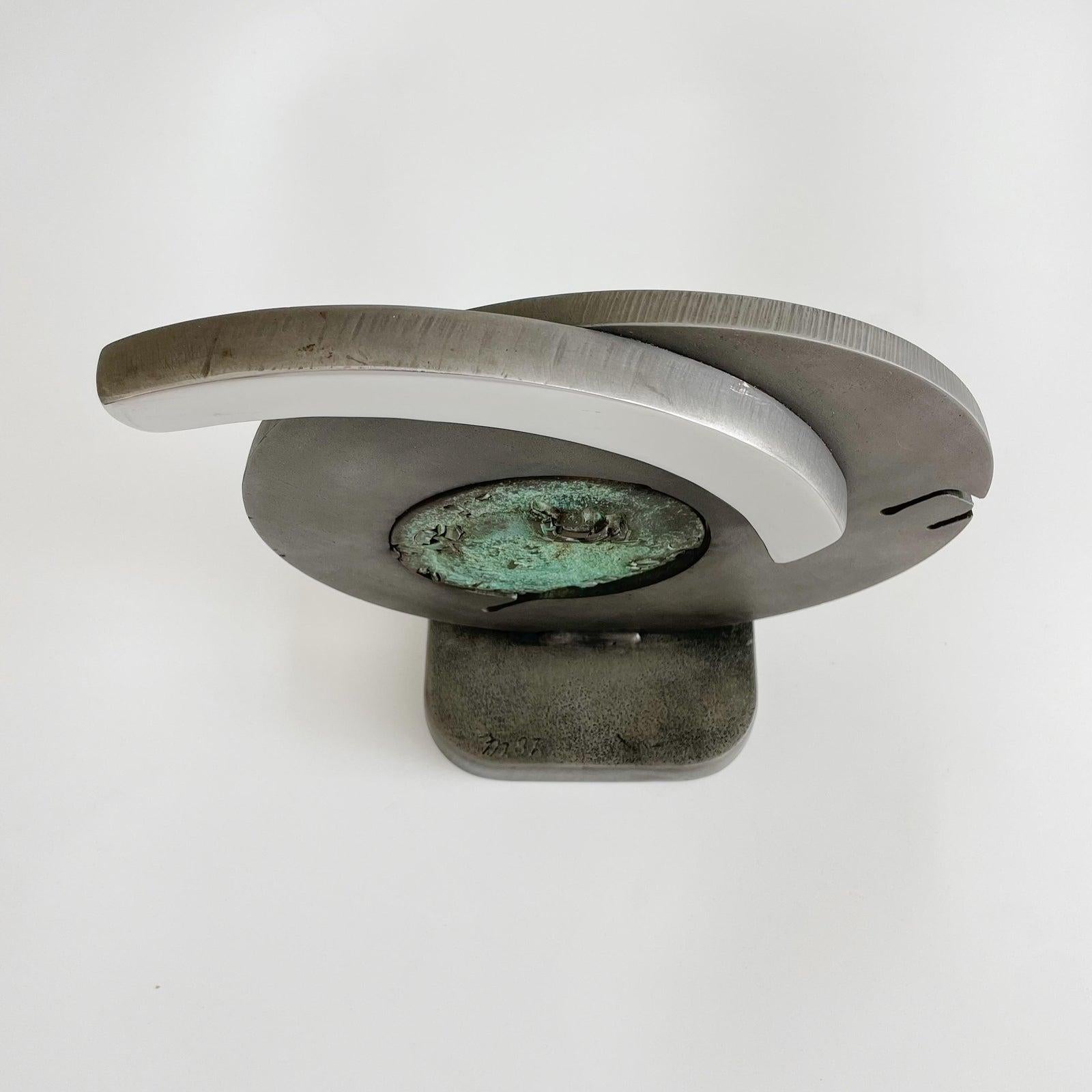 Abstrakte abstrakte Skulptur Frank Morbillo Stahl und Bronze (amerikanisch) im Angebot