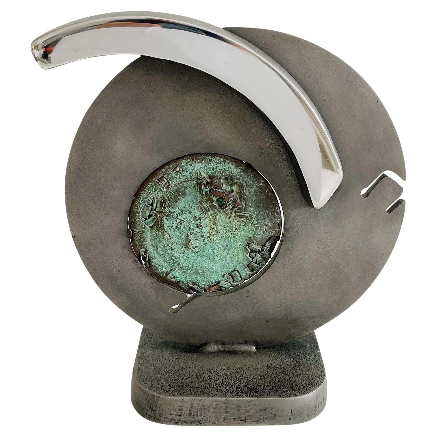 Sculpture abstraite Frank Morbillo en acier et bronze