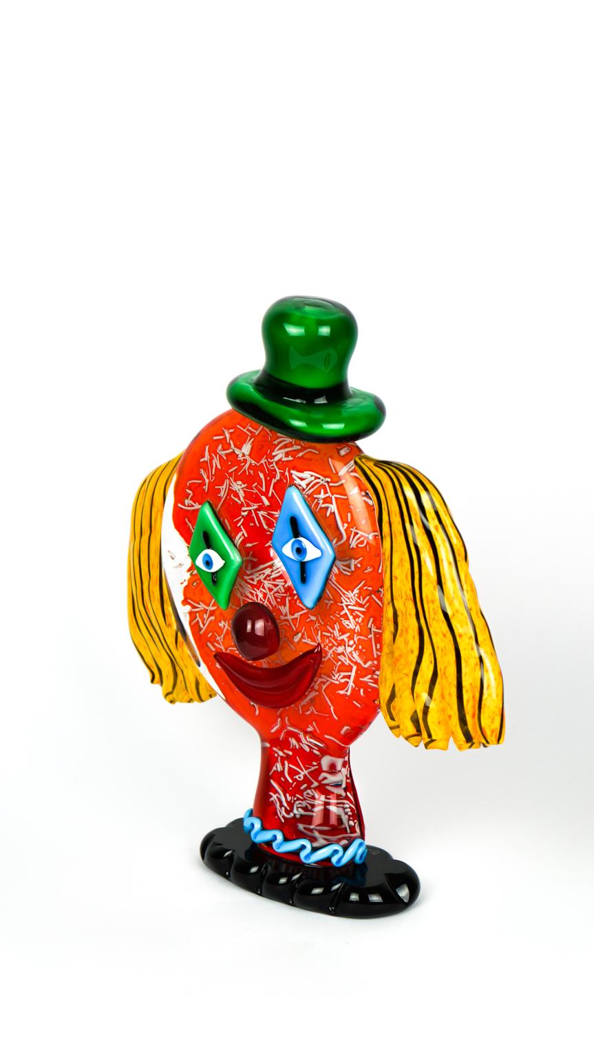 Abstract Sculpture Head Clown Murano Glass Pop Art by Badioli For Sale 9