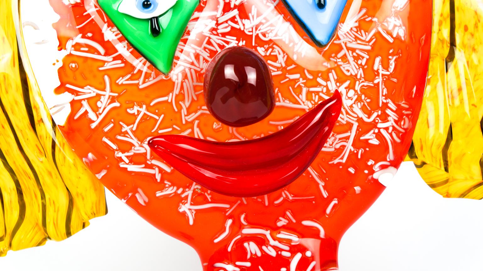 Abstract Sculpture Head Clown Murano Glass Pop Art by Badioli For Sale 11