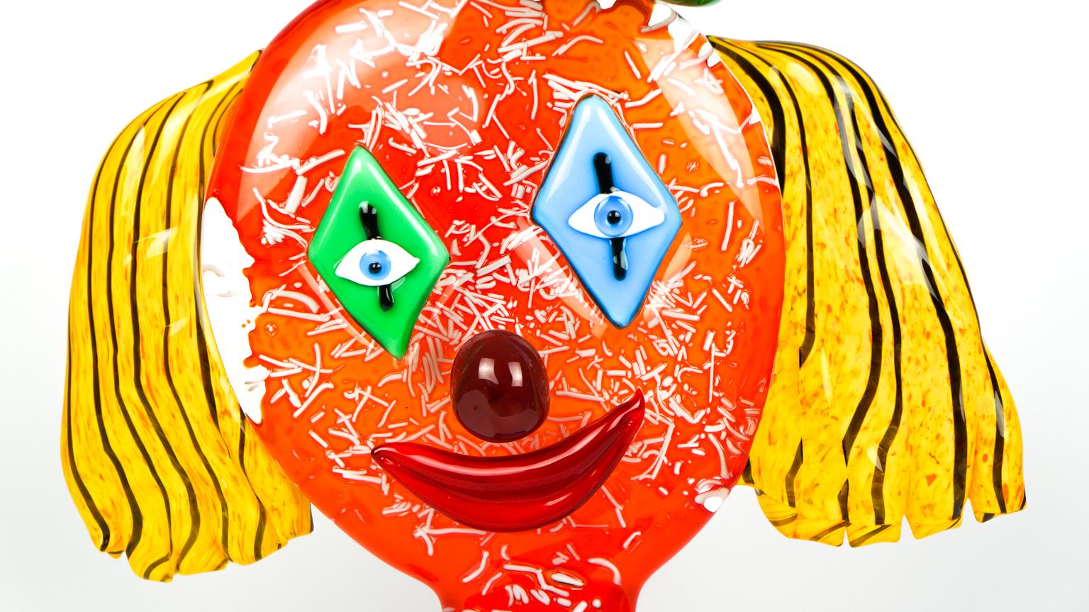 XXIe siècle et contemporain Sculpture abstraite - Clown en verre de Murano - Pop Art de Badioli en vente