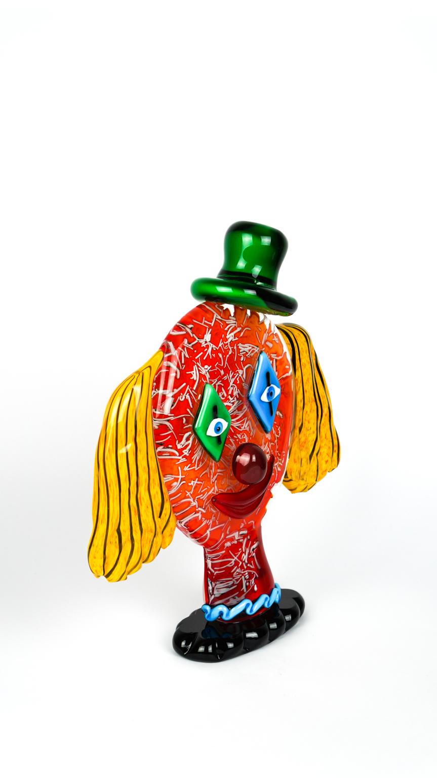 Abstract Sculpture Head Clown Murano Glass Pop Art by Badioli For Sale 2