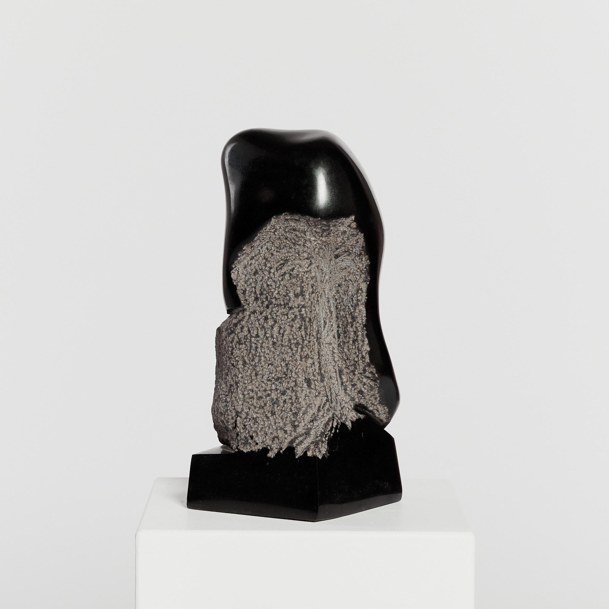 Late 20th Century Abstract Sculpture in Belgian Limestone with Stippling Detail