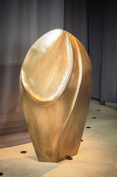 Abstract Sculpture in Bronze-Patina Brass by Patrick Coard Paris