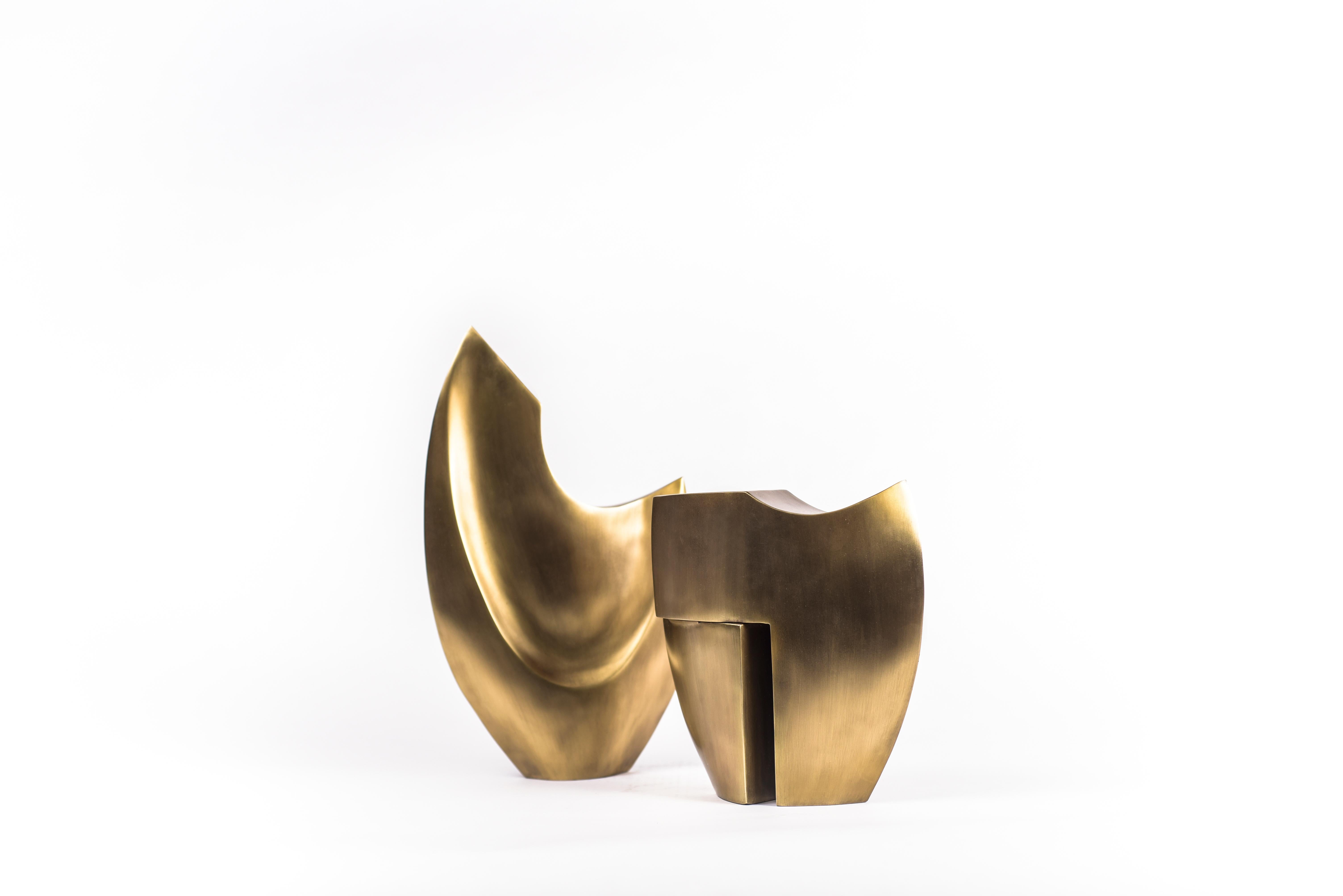 Abstract Sculpture in Bronze-Patina Brass by Patrick Coard Paris In New Condition In New York, NY
