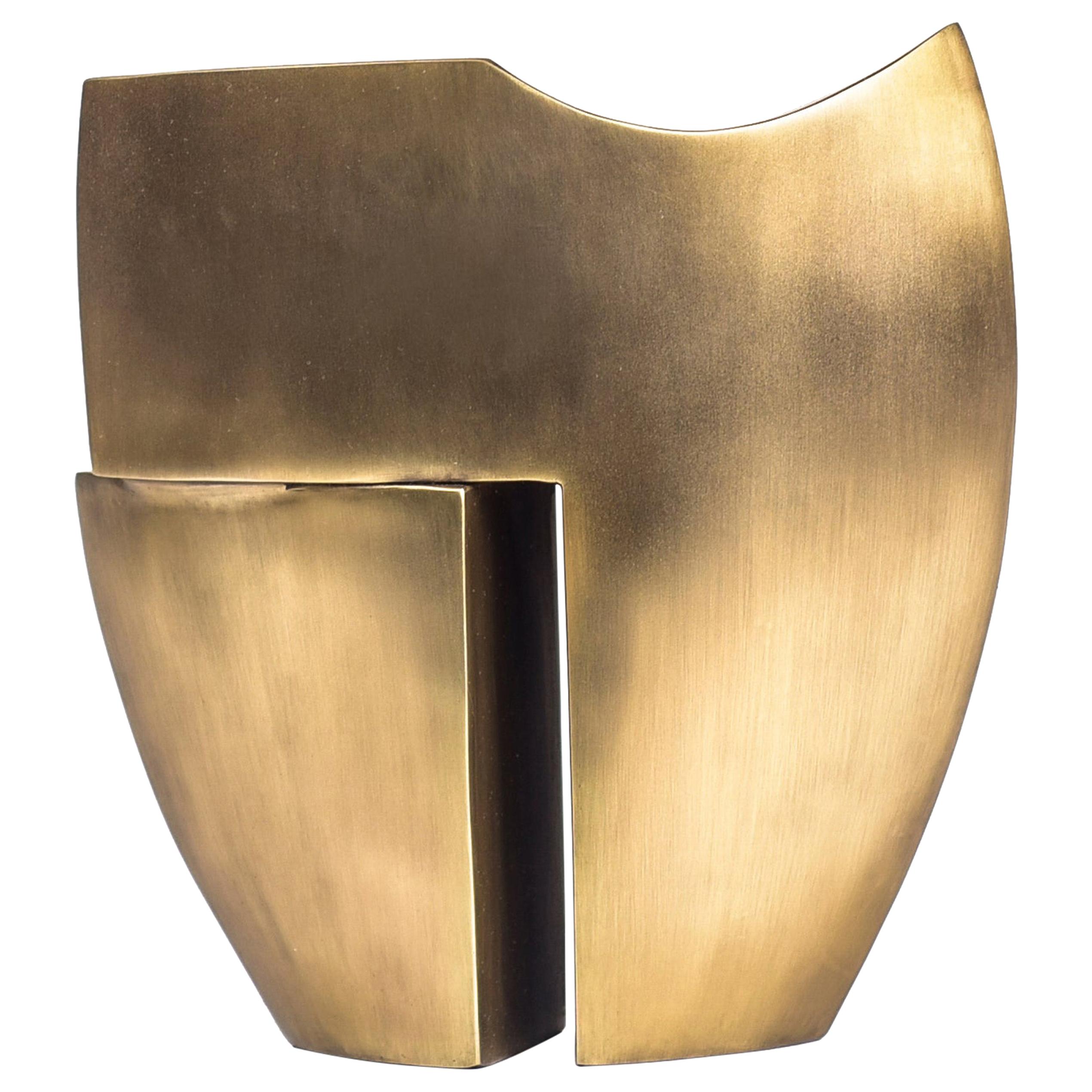 Abstract Sculpture in Bronze-Patina Brass by Patrick Coard Paris