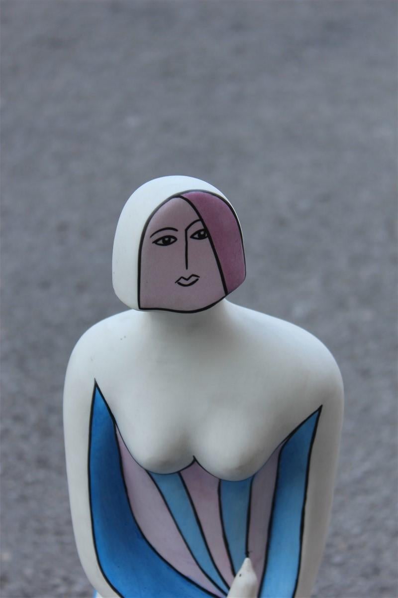 Abstract sculpture in decorated porcelain stoneware Guglielmo Gusella, 1980s.
