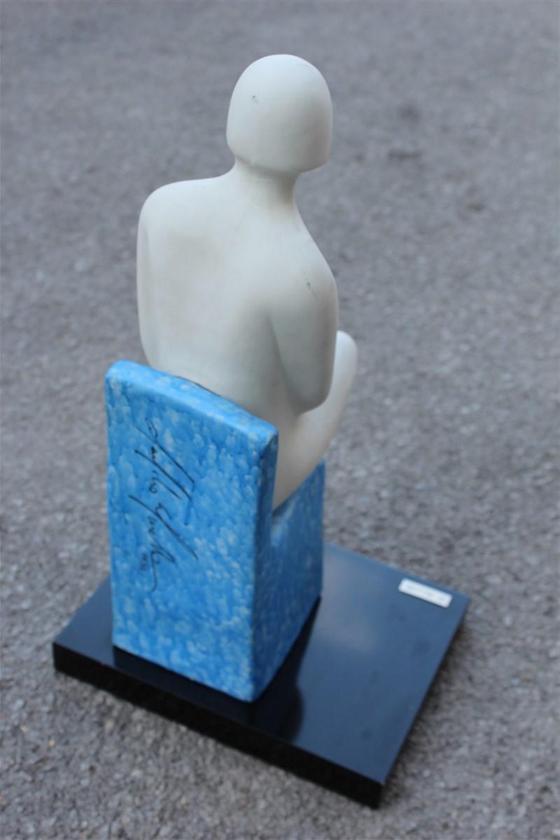 Abstract Sculpture in Decorated Porcelain Stoneware Guglielmo Gusella, 1980s In Good Condition For Sale In Palermo, Sicily