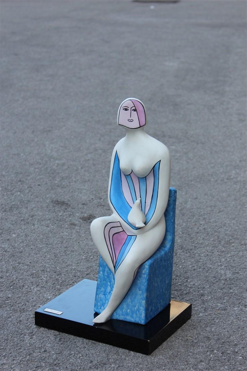 Abstract Sculpture in Decorated Porcelain Stoneware Guglielmo Gusella, 1980s For Sale 1