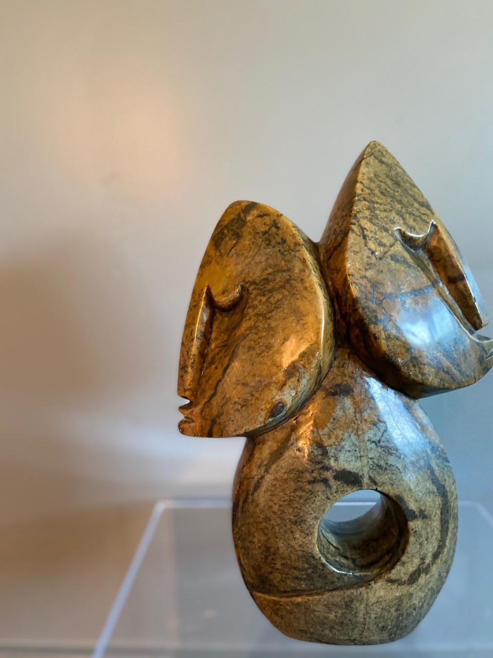 Abstract Sculpture in Serpentine by Tafadzwa Tandi from Mrewa, Zimbabwe In Good Condition For Sale In San Diego, CA