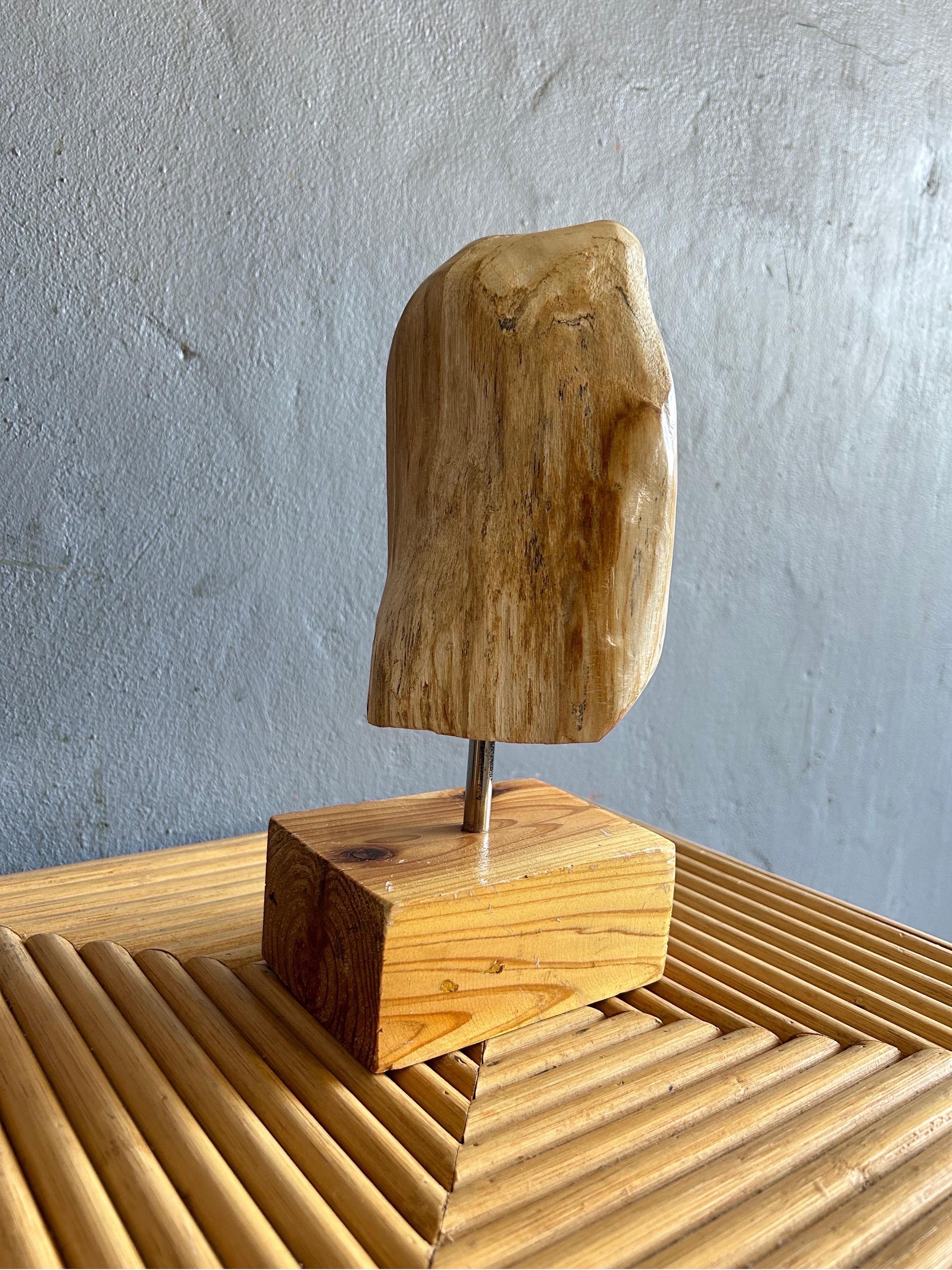 Brutalist Abstract Sculpture in Stone and Wood Denmark 1980s For Sale