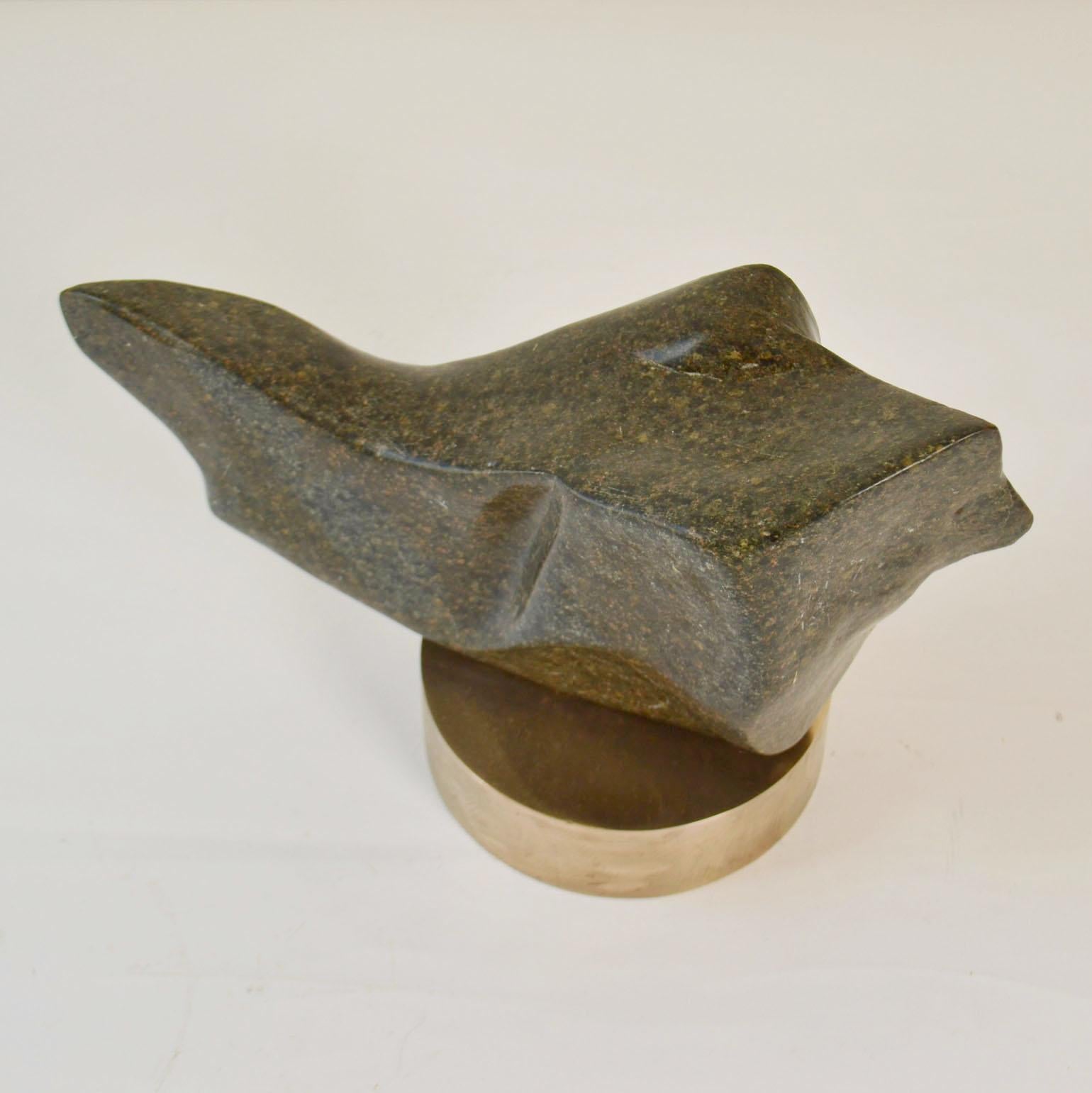 Abstract Sculpture Moss Green Marble on Bronze Plinth by Alice Ward In Excellent Condition For Sale In London, GB