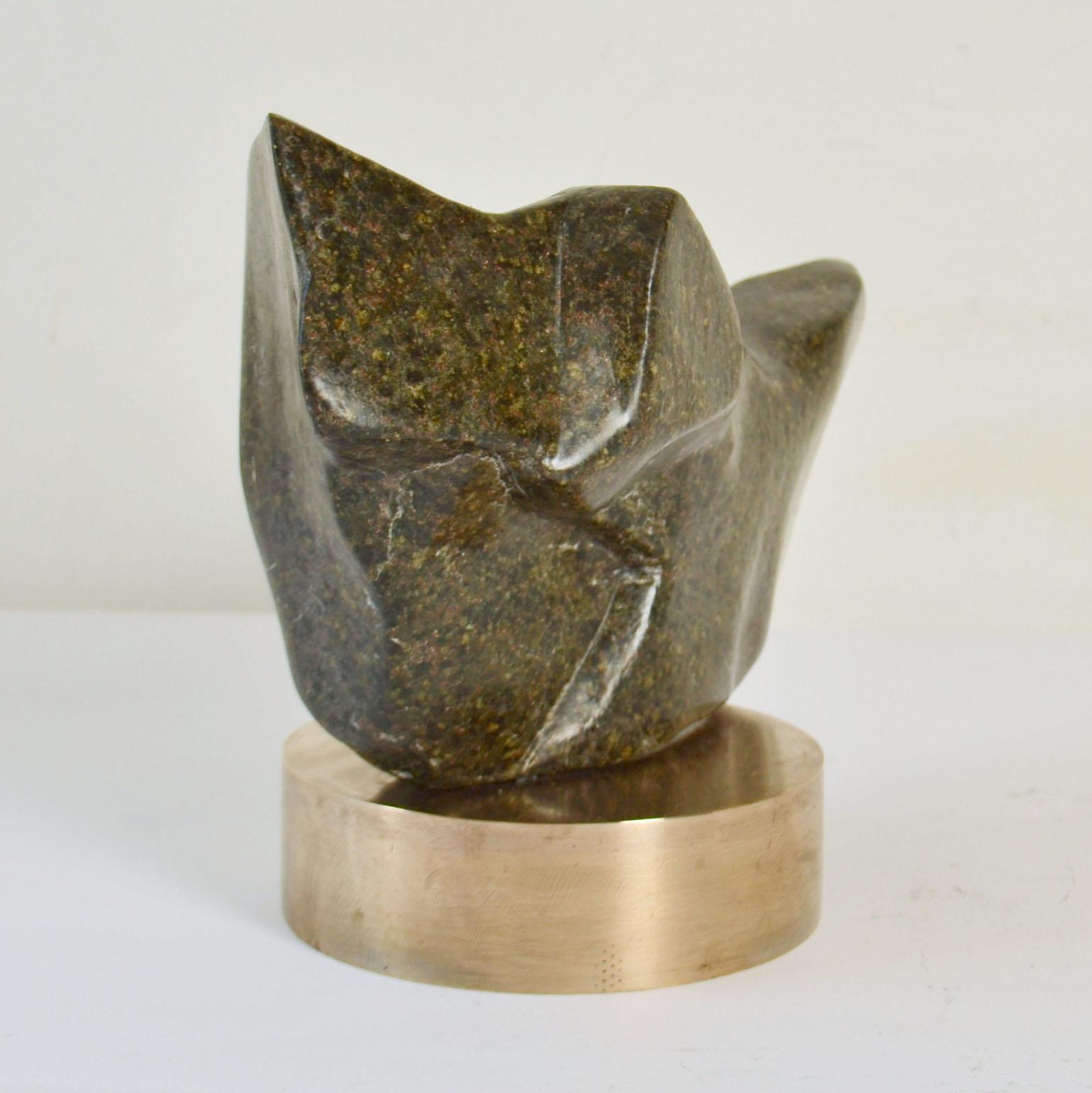 Mid-20th Century Abstract Sculpture Moss Green Marble on Bronze Plinth by Alice Ward For Sale
