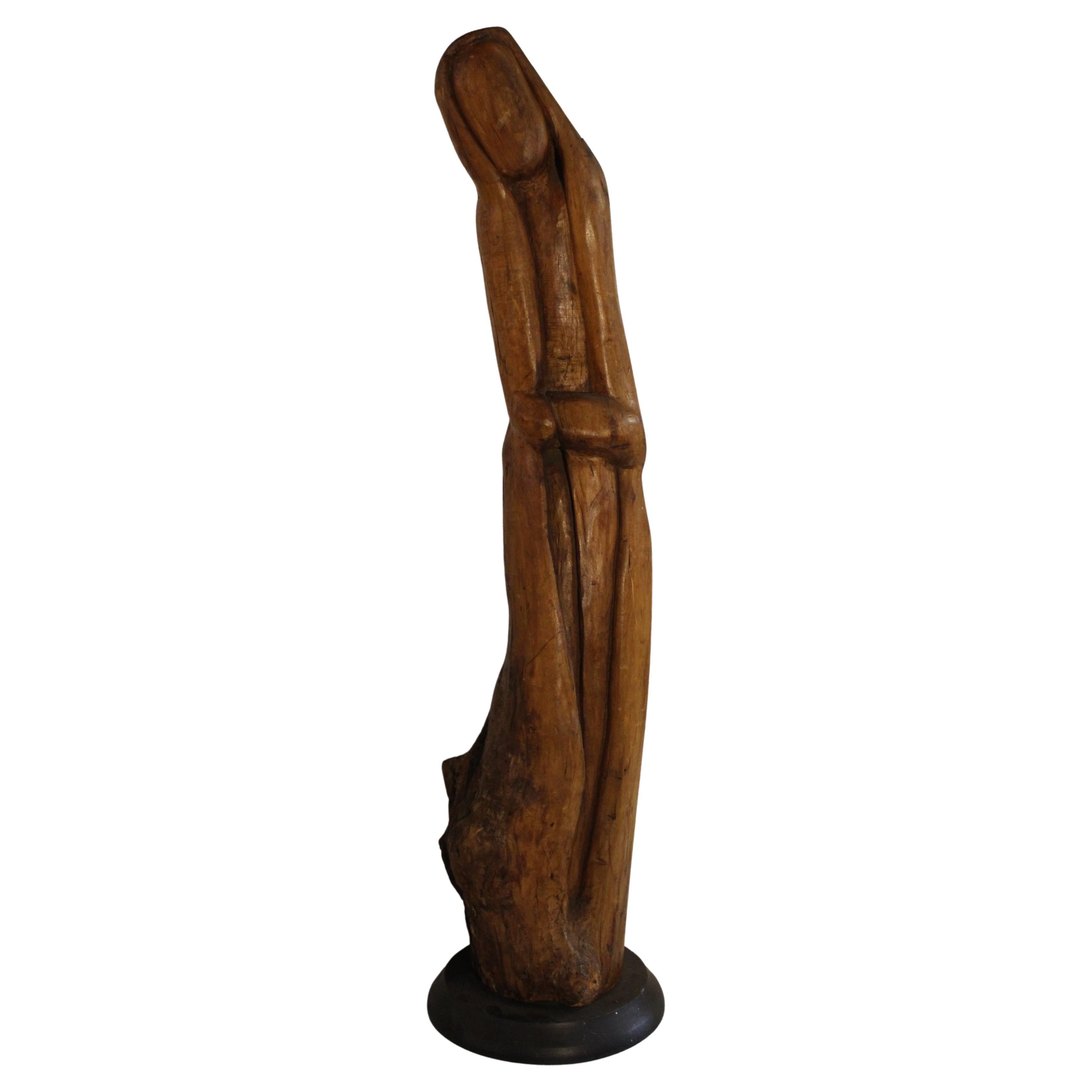 Scultura astratta di figura in Wood