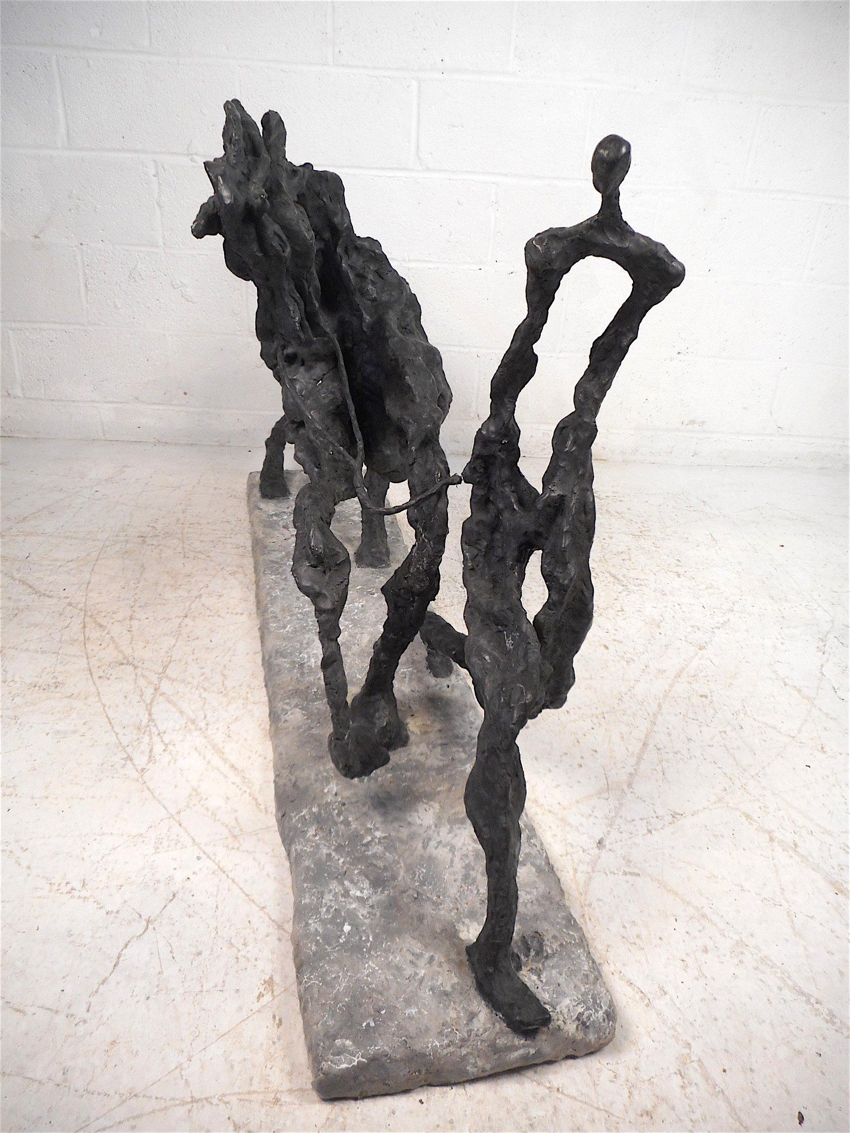 Modern Abstract Sculpture of Horse on a Lead by Julio Aguilera