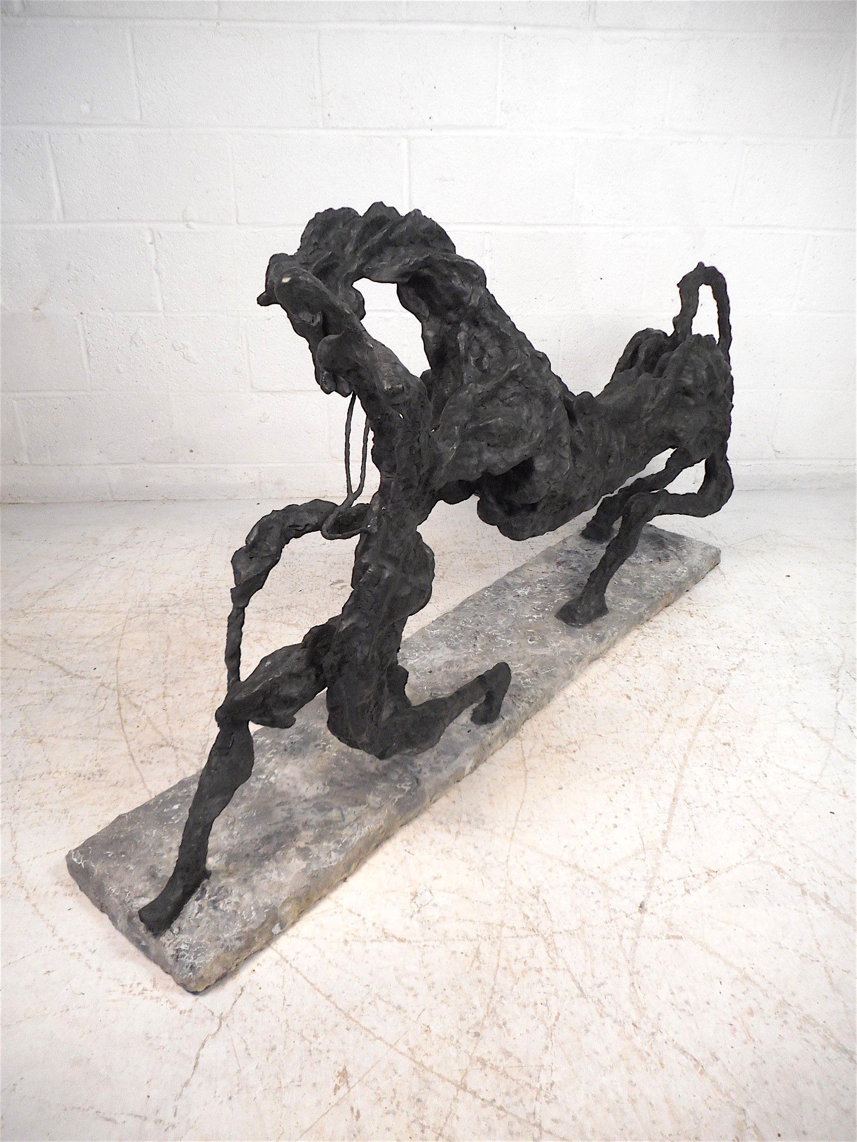 American Abstract Sculpture of Horse on a Lead by Julio Aguilera