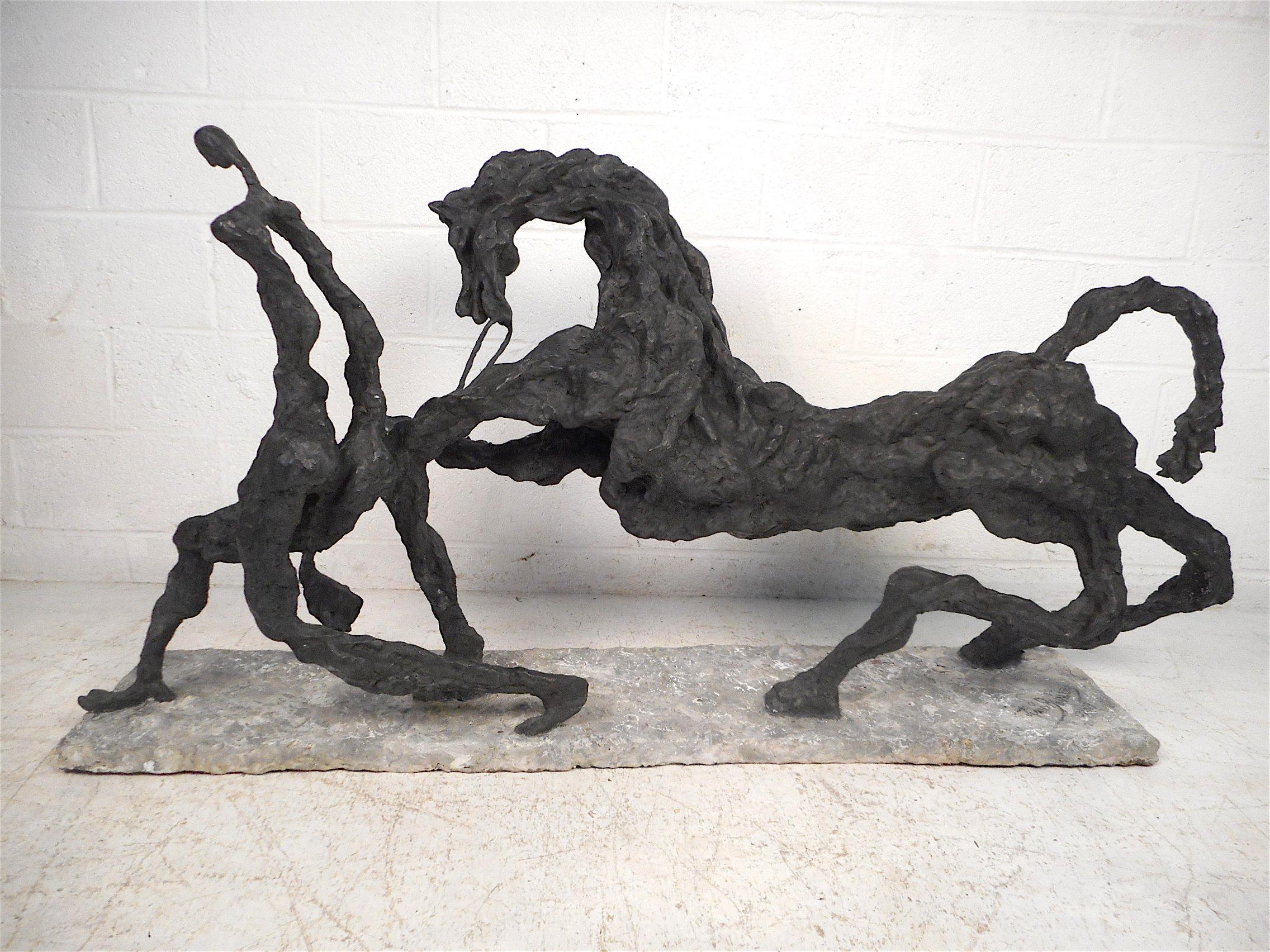 Abstract Sculpture of Horse on a Lead by Julio Aguilera In Good Condition In Brooklyn, NY
