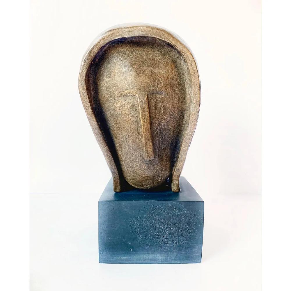 Contemporary Abstract Sculpture of Woman’s Head Signed J. Dersh For Sale