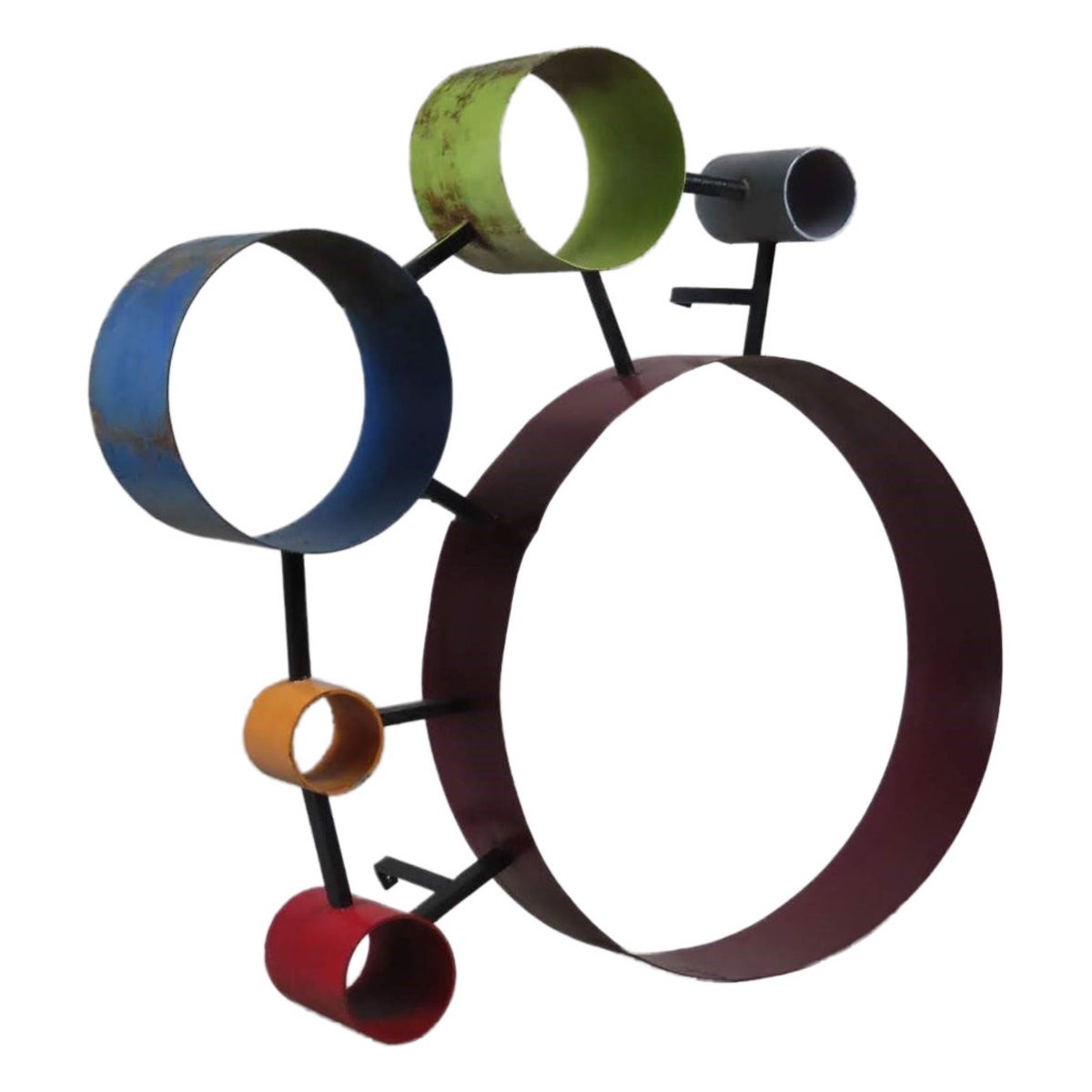 Abstrakte Skulptur Polychrome Metallkreise, wie Ron Arad - 1950/1960
