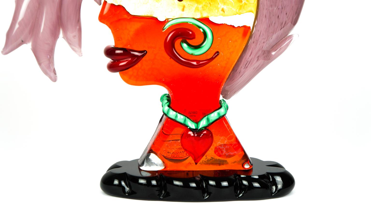 Abstract Sculpture Tribute to Pablo Picasso Head Lulù Murano Glass by Badioli For Sale 1