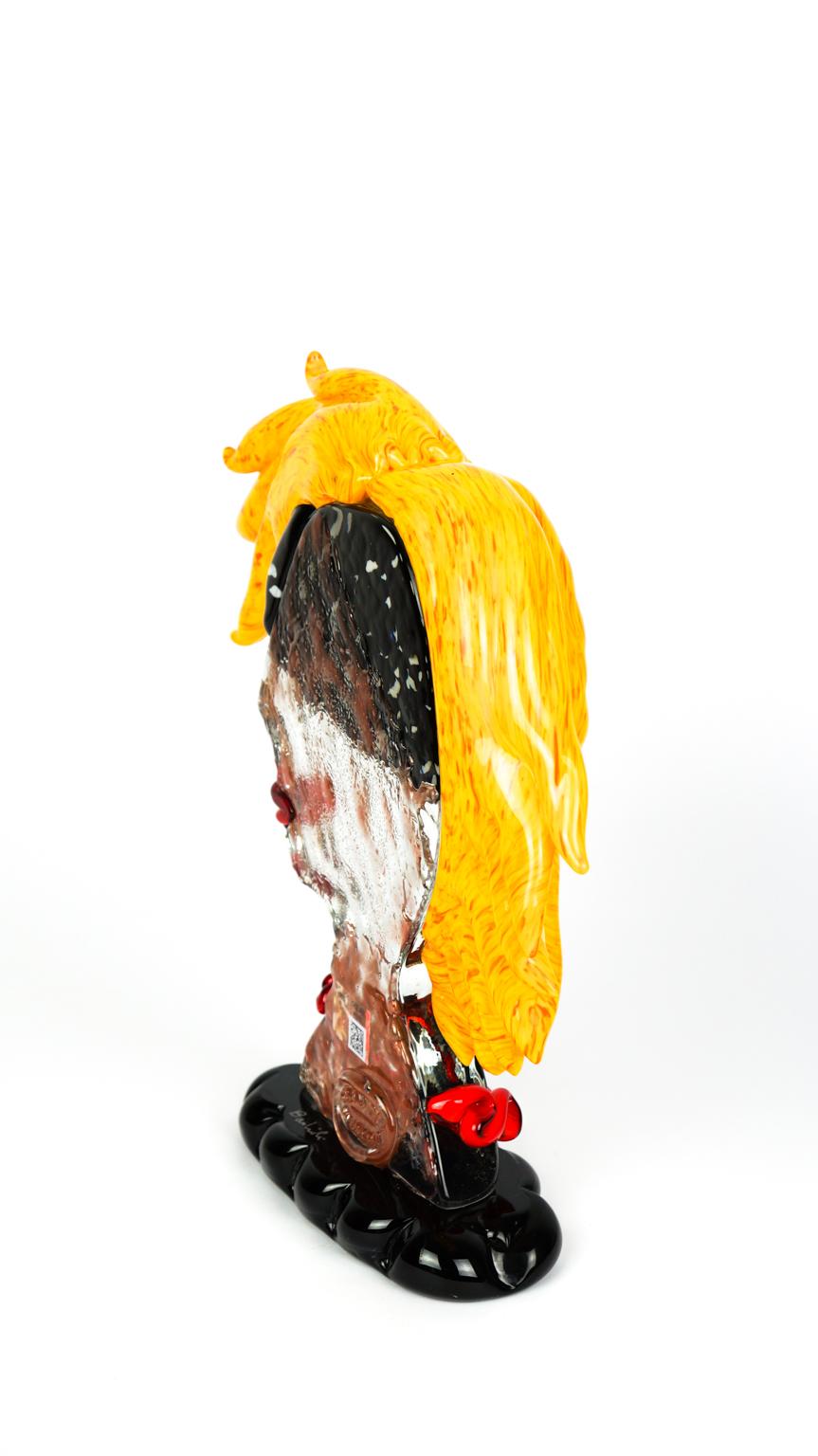 Abstrakte Skulptur Hommage an Picasso Kopf Karneval Murano Glas von Badioli im Angebot 3