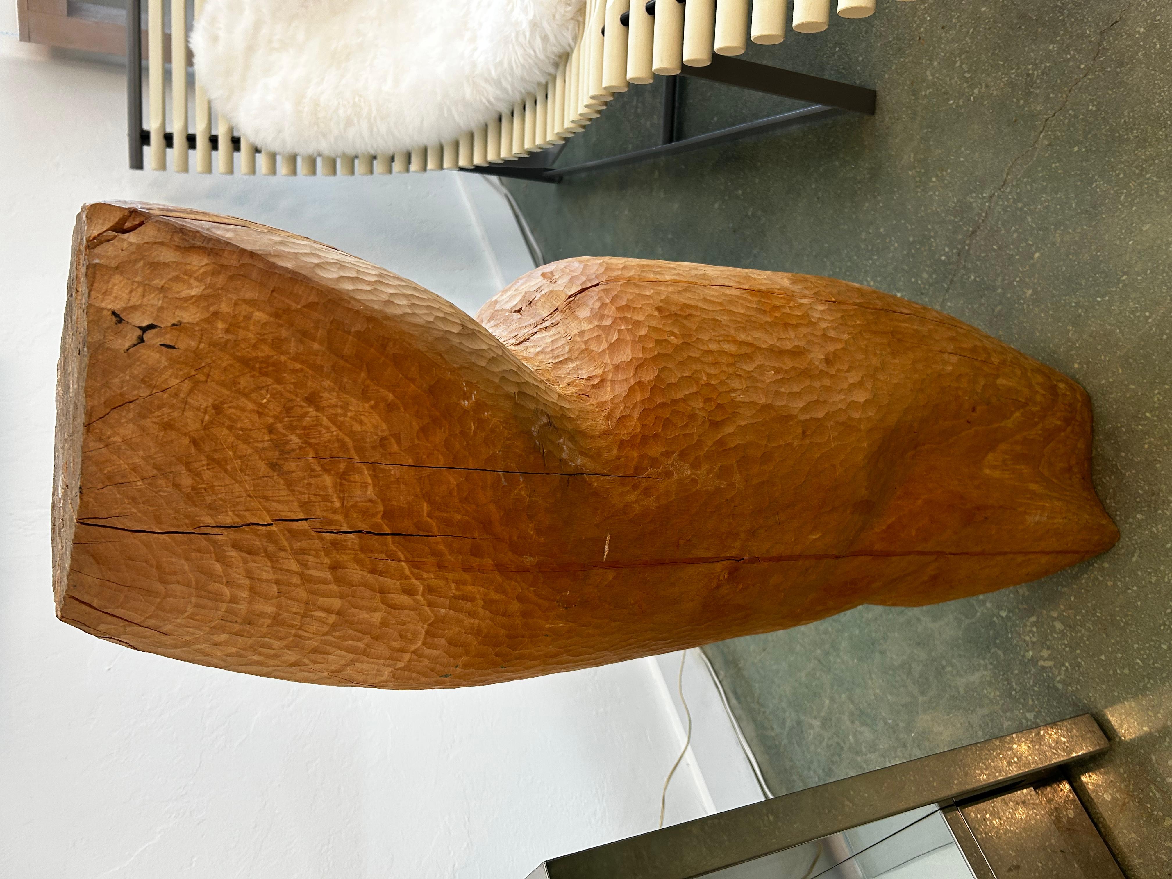 American After Brancusi Abstract Carved Wood Sculpture Mid Century Organic