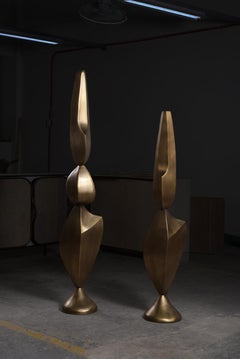 Abstract Sculptures in Bronze-Patina Brass by Patrick Coard Paris