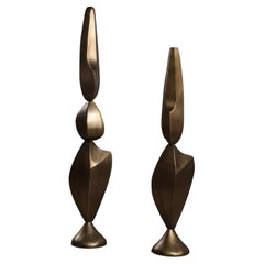 Abstract Sculptures in Bronze-Patina Brass by Patrick Coard Paris