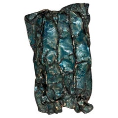 Abstract Sea Tortured Wall Sculpture Copper Enamel 1970s Joann Tanzer California